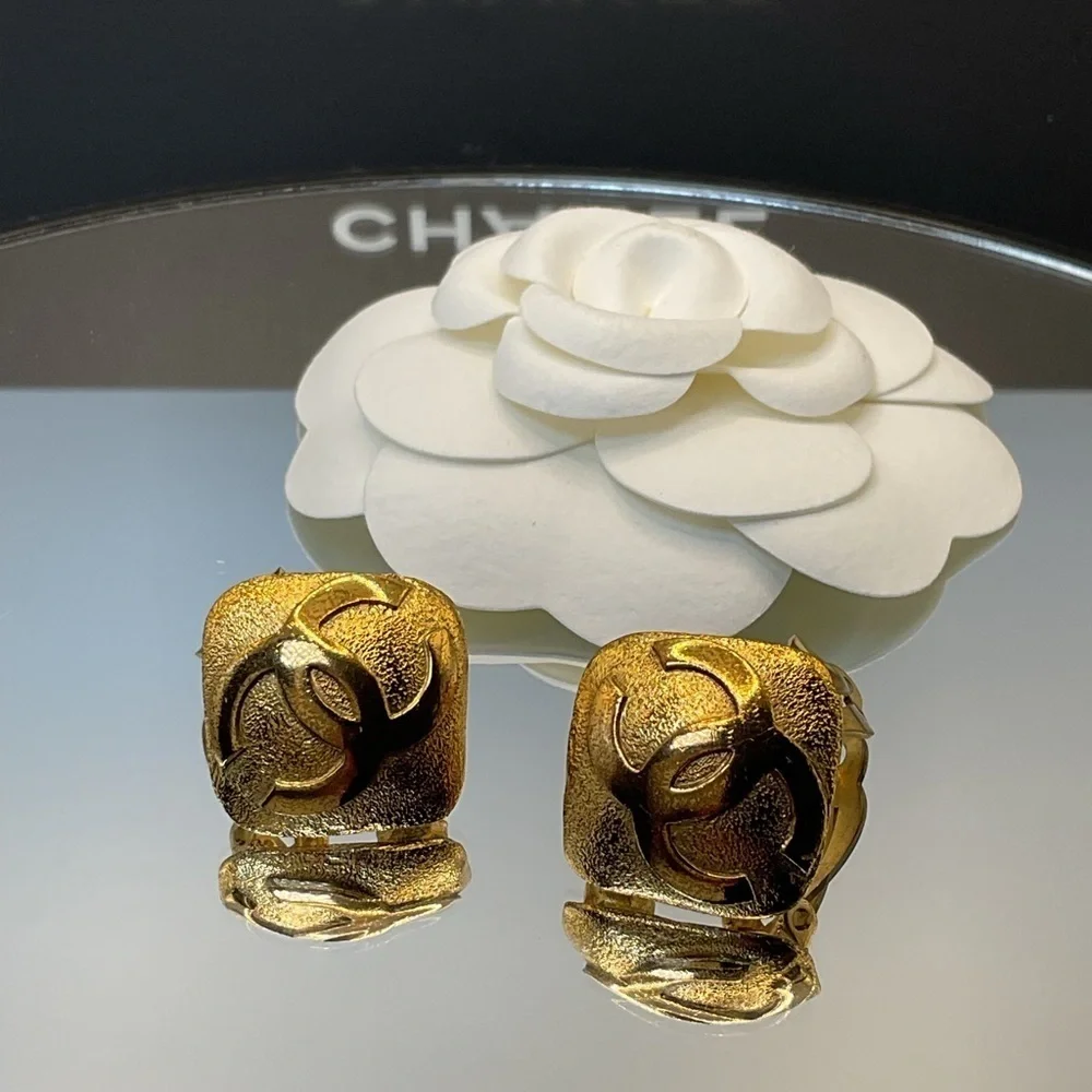Chanel CC Diamond Shape Clip On Earrings
